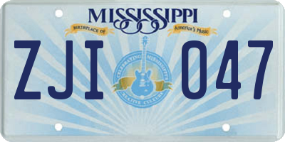 MS license plate ZJI047