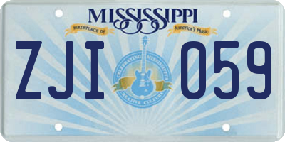 MS license plate ZJI059