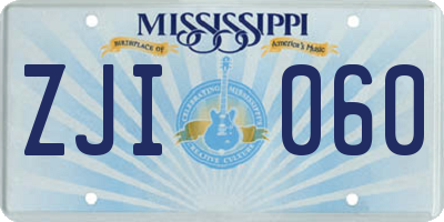 MS license plate ZJI060