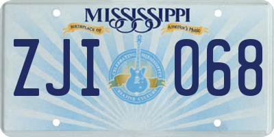 MS license plate ZJI068