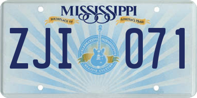 MS license plate ZJI071