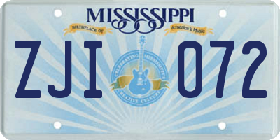 MS license plate ZJI072