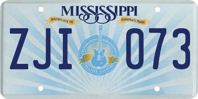 MS license plate ZJI073