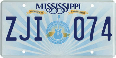 MS license plate ZJI074