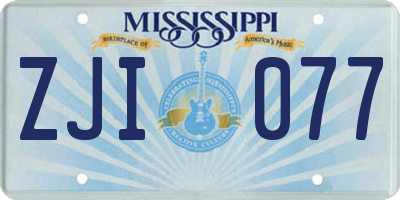 MS license plate ZJI077