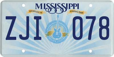 MS license plate ZJI078