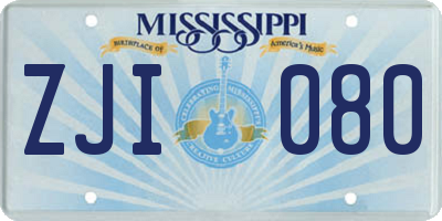 MS license plate ZJI080