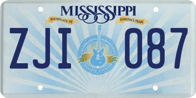 MS license plate ZJI087