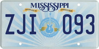 MS license plate ZJI093