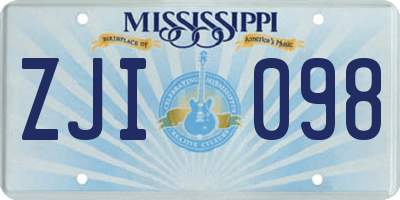 MS license plate ZJI098