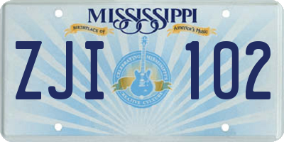 MS license plate ZJI102