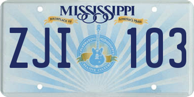 MS license plate ZJI103