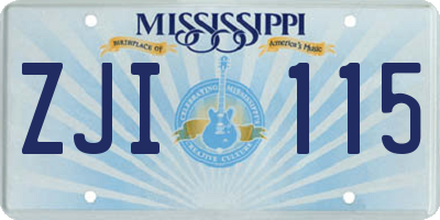 MS license plate ZJI115
