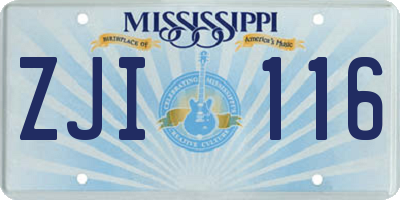 MS license plate ZJI116