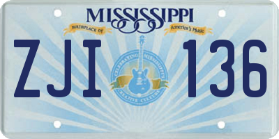 MS license plate ZJI136