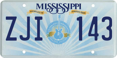 MS license plate ZJI143