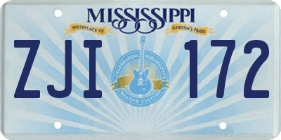 MS license plate ZJI172