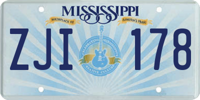 MS license plate ZJI178