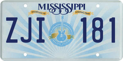 MS license plate ZJI181