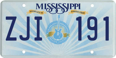MS license plate ZJI191