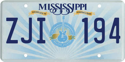MS license plate ZJI194
