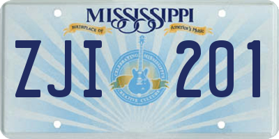 MS license plate ZJI201