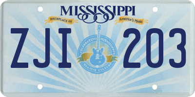 MS license plate ZJI203