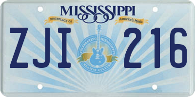 MS license plate ZJI216