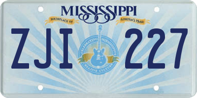 MS license plate ZJI227