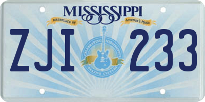 MS license plate ZJI233
