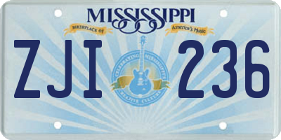 MS license plate ZJI236