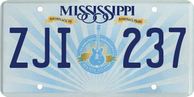 MS license plate ZJI237