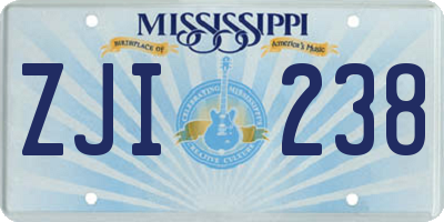 MS license plate ZJI238