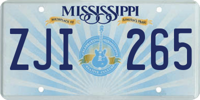 MS license plate ZJI265
