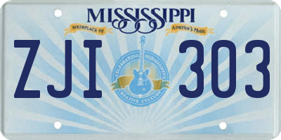 MS license plate ZJI303