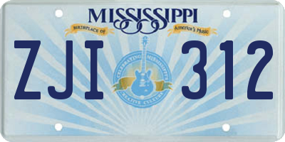MS license plate ZJI312
