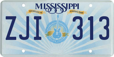 MS license plate ZJI313