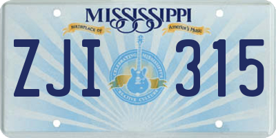 MS license plate ZJI315