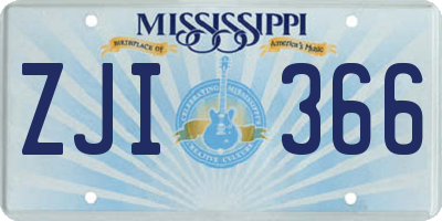 MS license plate ZJI366