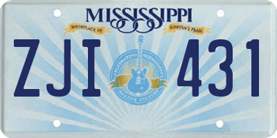 MS license plate ZJI431