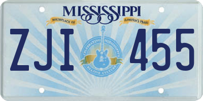 MS license plate ZJI455