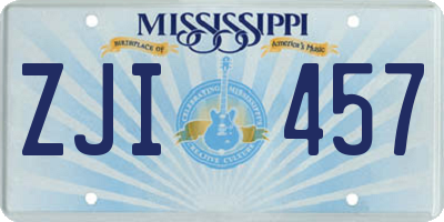 MS license plate ZJI457