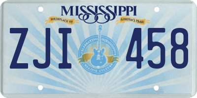 MS license plate ZJI458