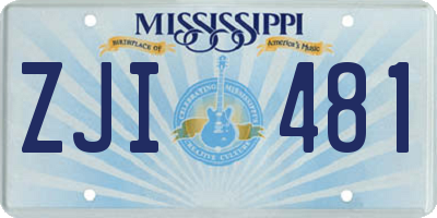 MS license plate ZJI481