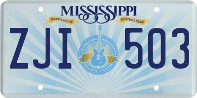 MS license plate ZJI503