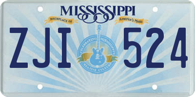 MS license plate ZJI524