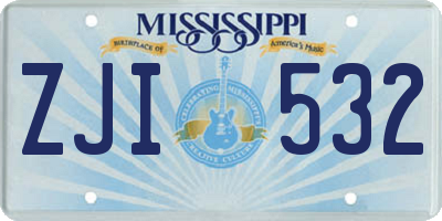 MS license plate ZJI532