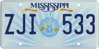 MS license plate ZJI533