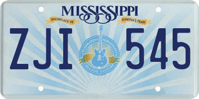 MS license plate ZJI545