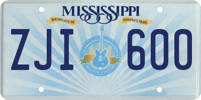 MS license plate ZJI600